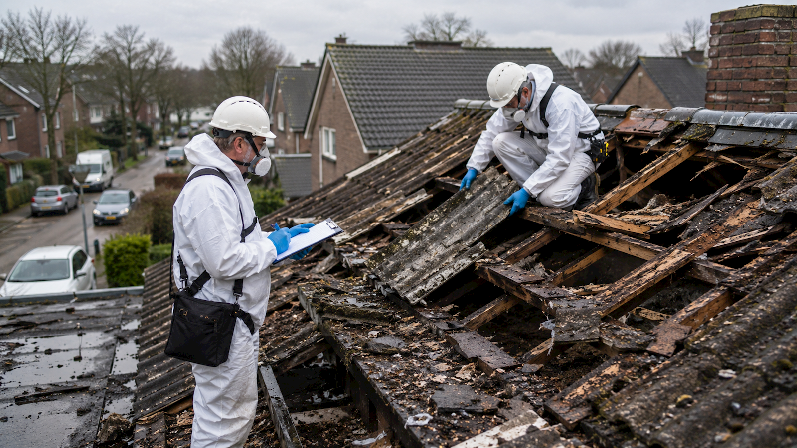 Asbestinventarisatie na brand, storm of waterschade